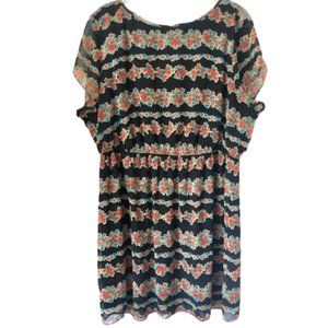 ASOS Curve Flutter Sleeve Floral Dress - Navy - 18